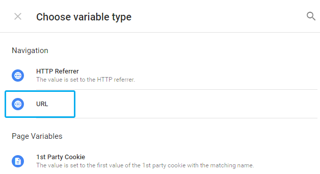 Variable d'URL dans Google Tag Manager